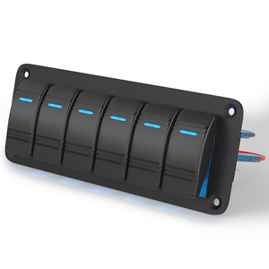 Panneau de commutation marin 6 interrupteurs 12V étanche avec LED bleue, interrupteur à bascule ON-OFF pré-câblé pour <span class=keywords><strong>bateau</strong></span> et automobile - Product Image 1