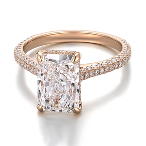 Anillo de Compromiso con Diamante de Corte Radiante de 3 Quilates, Joyería de Moda Personalizada, Anillo de Oro Sólido de 14K, Diamante de Laboratorio Certificado por IGI para Novias - Product Image 3