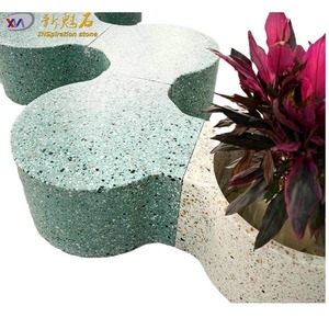 Nuevos Materiales de Construcción en Piedra, Banco de Terrazo, Asientos Modulares para Exteriores con Integración de Jardín de Flores - Product Image 5