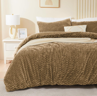 Housse de couette et drap de lit en polaire douce et luxueuse pour l'hiver, 100% coton, motif floral moderne rayé marin, super chaud