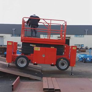 Platform Aerial <span class=keywords><strong>Scissor</strong></span> <span class=keywords><strong>Lift</strong></span> Off-road <span class=keywords><strong>10m</strong></span> dengan Mesin Cummins Portabel - Product Image 3