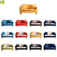 Muebles de sofá de tela de lino de tres plazas de diseño minimalista con patas de madera adecuadas para sala de estar