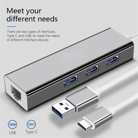 Hub USB C 4 en 1 Gigabit Ethernet Taille mini Adaptateur USB 3.0 vers RJ45 Station d'accueil USB C pour MacBook Air Pro PC HUB