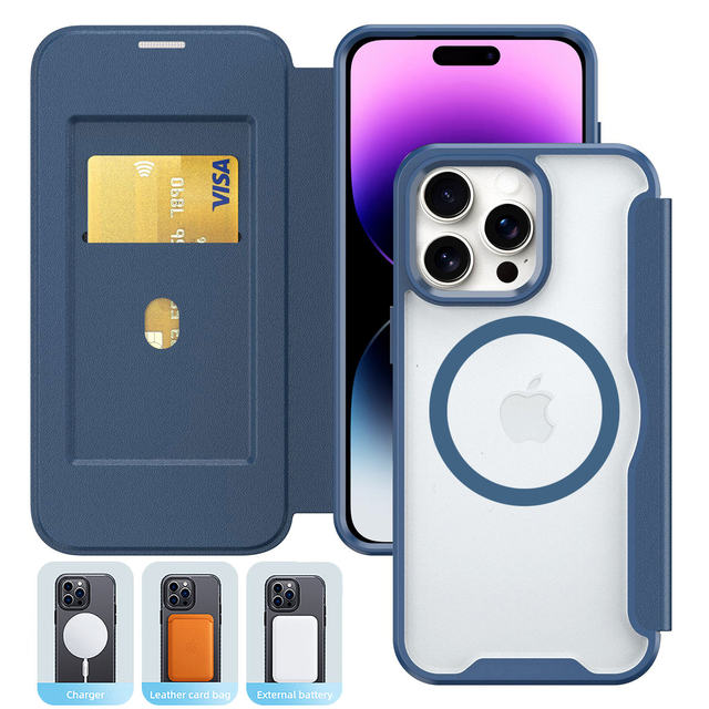 Transparent Multiple Color Leather Flip case Wallet Mobile Phone Cases for iPhone 16 15 14 13 Pro Max