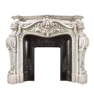 Repisas de <span class=keywords><strong>Chimenea</strong></span> Grandes y Elaboradamente Talladas en Mármol Natural Estilo Rococó - Product Image 1
