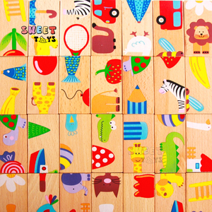 Juguete de rompecabezas de animales de dominó de madera, bloques de construcción de Educación Temprana, juguete de entrenamiento sensorial Montessori de madera para niños - Product Image 6