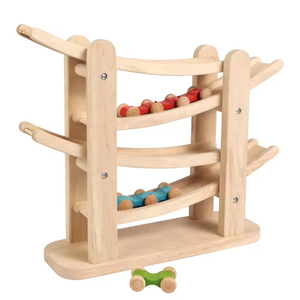 Juguete Educativo de Madera para Niños, Pista de Carreras de Cuatro Vías de Madera Maciza, Juego de Escritorio para Bebés, Juguetes de Desarrollo Temprano - Product Image 1