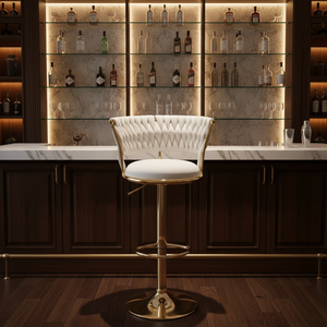 Modern Velvet Adjustable Swivel Bar <b>Stools</b> with Metal Frame - Product Image 3