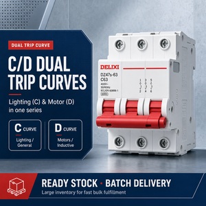 Disjoncteur miniature DELIXI Courbes B <span class=keywords><strong>C</strong></span> <span class=keywords><strong>D</strong></span> 1P 2P 3P 4P MCB 230V Rail DIN Certifié CE Interrupteur de distribution électrique principal - Product Image 1