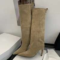 Bottes hautes vintage pour femme, style streetwear hivernal, à bout pointu, talons fins, confortables, punk, couleur unie