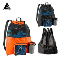 Mochila con cordón de playa con logotipo personalizado, bolsas de poliéster de 15L, equipo de natación para buceo deportivo con bolsillo con cremallera para excursiones al aire libre