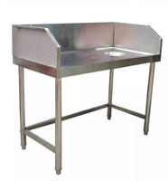 Table de travail professionnelle en acier inoxydable certifiée NSF pour le traitement et le nettoyage du poisson, grande capacité, avec crédence et roulettes pour cuisine