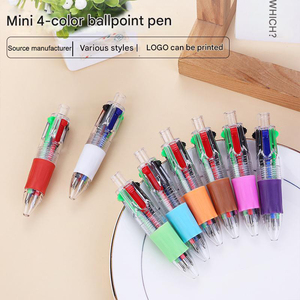 Simpatica Mini Penna a Sfera Retrattile a 4 Colori 0,7 mm con Pulsante, per Studenti e Diari (Penne con Punta in Vetro, Confezione Bulk) - Product Image 5