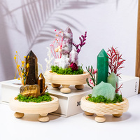 Bestseller Kristallspitzen-Obelisk Terrarium Natürlicher Edelsteinturm in Glaskuppel mit Konserviertem Blumenmoos zur Dekoration und als Geschenk