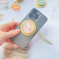 Support de coque ronde de bureau rétractable de téléphone magnétique de Phnom Penh de pétoncle naturel portatif