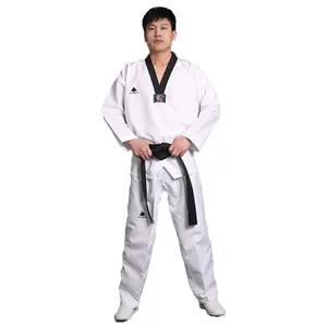Woosung design cheap black collar adult taekwondo uniform