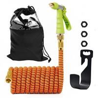 Tuyau d'arrosage extensible en latex, anti-emmêlement, sans plis, avec revêtement en tissu durable, 10 modes de pulvérisation, rétractable, pour jardin, directement de l'usine