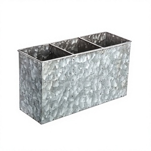 Galvanized 3 Partition Cutlery Holder Rectangular Shape Customized Size Cutlery Holder At Affordable Price - Product Image 1