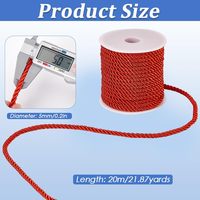 Cordon en polyester rouge de 5 mm, 20 m, haute ténacité, double tressage, garniture décorative pour sacs, vêtements, chaussures, décoration intérieure