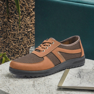 Chaussures de marche en maille marron à lacets, antidérapantes, légères, baskets décontractées pour le printemps, l'été et l'automne - Product Image 3