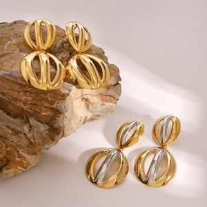 Vintage Retro Style Gold Plated <b>Stud</b> <b>Earrings</b> Geometric Flower Shape Party Fashion Jewelry - Product Image 3