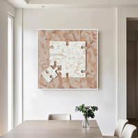 Art mural puzzle 3D texture grès taille personnalisée, tableau décoratif abstrait tons neutres pour maison contemporaine