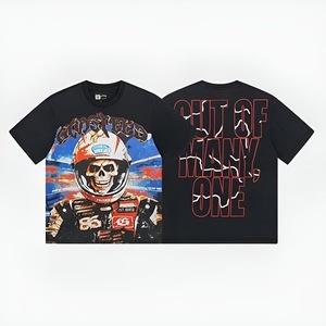 <span class=keywords><strong>T</strong></span>-Shirt Oversize a Maniche Corte con Stampa Vintage Effetto Lavato della <span class=keywords><strong>Band</strong></span> <span class=keywords><strong>Rock</strong></span> Godspeeded, Moda Estiva Casual Streetwear - Product Image 3