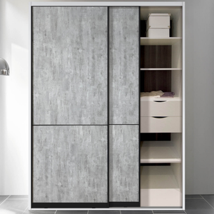 SANTOPOVA <b>Sliding</b> <b>Door</b> <b>Wardrobe</b> with Drawers and Open Storage Compartments - Product Image 1