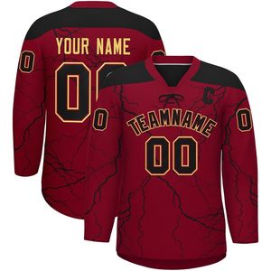 Jersey de Hockey sobre Hielo Personalizado, Cuello en V, Manga Larga, Sublimado, Absorbente de Humedad, Unisex, para Hombres, Mujeres, Jóvenes y Niños - Product Image 1