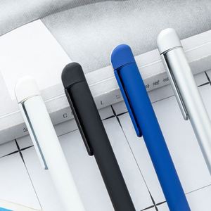 Sleek Thin Soft <b>Rubber</b> Coated Rotating Metal Signature Pen, Plain <b>Matte</b> Custom Engraved Advertising Pen - Product Image 6