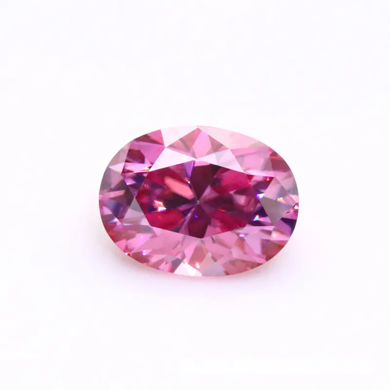 Piedra preciosa cultivada en laboratorio, moissanita de piedra suelta de corte ovalado rosa de 1 quilate para la fabricación de joyas
