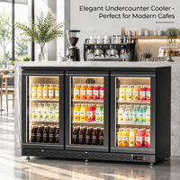 Mini-réfrigérateur de bar noir pour bière, vitrine réfrigérée pour boissons, mini-réfrigérateur de bar sous comptoir avec porte vitrée