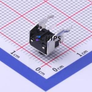 TS-1002N-BR05516 Tactile Switch Bent Lead Through Hole-4P,6x6mm Single Pole Single Throw Round Button 1.6N Right Angle Insert - Product Image 2