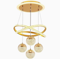 Luminaire suspendu moderne à LED pour salle à manger, lampe suspendue en métal avec boule acrylique en forme de croix pour îlot de cuisine, restaurant, décoration intérieure