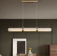 Lustre LED en cuivre et marbre alabastre à hauteur réglable, télécommande, anti-éblouissement, lumière du jour pour salle à manger/îlot de cuisine