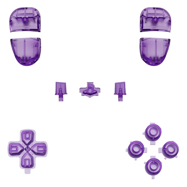 EXtremeRate Clear Atomic Purple D-pad Share Options Home Replacement Full Set Buttons for Dualsense Edge Wireless Controller
