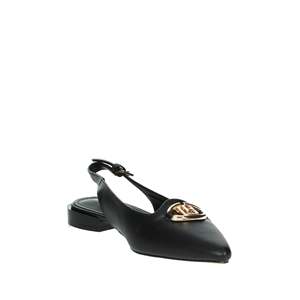 Ballerines pour femmes Laura Biagiotti, noires, à bout pointu, plates, avec bride à la cheville - Product Image 5