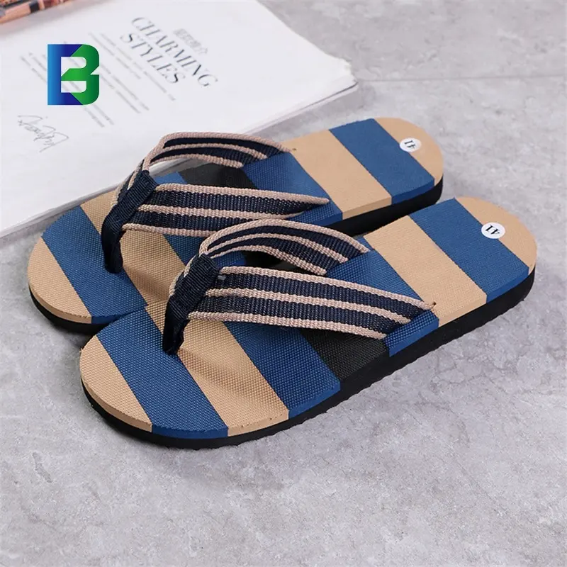 BC Wholesale and retail non-slip slippers shoes men indoor and outdoor striped color flip-flops slippers low price men's shoes