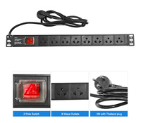 1U 8 Ports Alliage D'aluminium Shell Rack Armoire Unité De Distribution D'alimentation PDU Socket Thaïlande 250V 16A