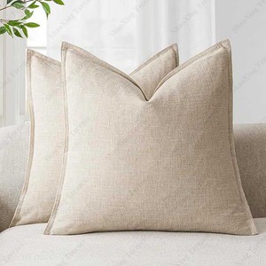 Classique ferme Vintage coton <span class=keywords><strong>lin</strong></span> canapé oreiller coussin couleur unie 45x45cm carré <span class=keywords><strong>lin</strong></span> taie d'oreiller pour la décoration - Product Image 1