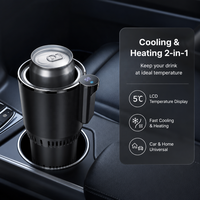 Support de tasse intelligent 2-en-1 pour voiture, chauffe-boissons et refroidisseur avec écran LCD, mini-réfrigérateur électrique pour café, lait, eau, en ABS, à placer au centre de la console.