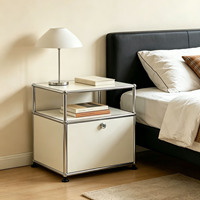 Table de chevet modulaire en acier inoxydable, 1x2, 1 porte battante, moderne, pliable et écologique, facile à assembler, personnalisable