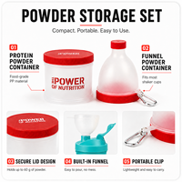 Ensemble cadeau de bouteille shaker à protéines en PP de 300 ml personnalisée avec des contenants de stockage de poudre et une boule mélangeuse, vente en gros de shakers pour compléments alimentaires