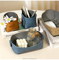 Plateau de rangement de bureau en cuir PU personnalisé à faible MOQ, ensemble porte-stylos, organisateur de bureau en matériau épais et durable pour cadeau d'entreprise
