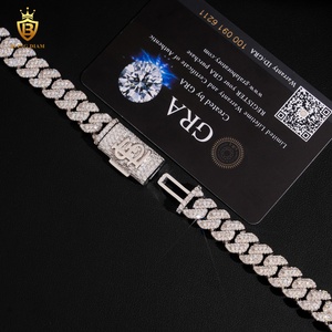 Catena Cubana Miami Iced Out da 10 mm <span class=keywords><strong>con</strong></span> Chiusura Personalizzata e Moissanite <span class=keywords><strong>in</strong></span> <span class=keywords><strong>Argento</strong></span> 925, Gioielli per Bracciali e Collane da Rapper - Product Image 2