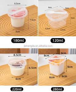 Boîte en plastique PP transparente jetable avec couvercle et cuillère 6oz 4oz 9oz Coupe à dessert ronde carrée pour pudding gelée <span class=keywords><strong>yaourt</strong></span> gâteau - Product Image 2