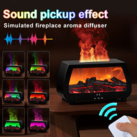 Diffuseur d'arômes intelligent 200 ml, humidificateur ultrasonique effet cheminée avec synchronisation musicale LED et minuterie à 3 niveaux pour chambre et bureau