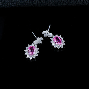 925 silver powder blue treasure <b>earrings</b> oval light luxury <b>earrings</b> - Product Image 3