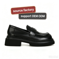 Mocasines de Plataforma para Mujer, con Tacón Grueso, de Cuero, Estilo Vintage, Punta Redonda, Zapatos de Vestir para Dama, Compatibles con OEM ODM