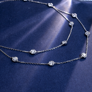 Collier en or blanc pour femme Messi Jewelry Customized MSN-899, diamant rond, style fashion. - Product Image 4